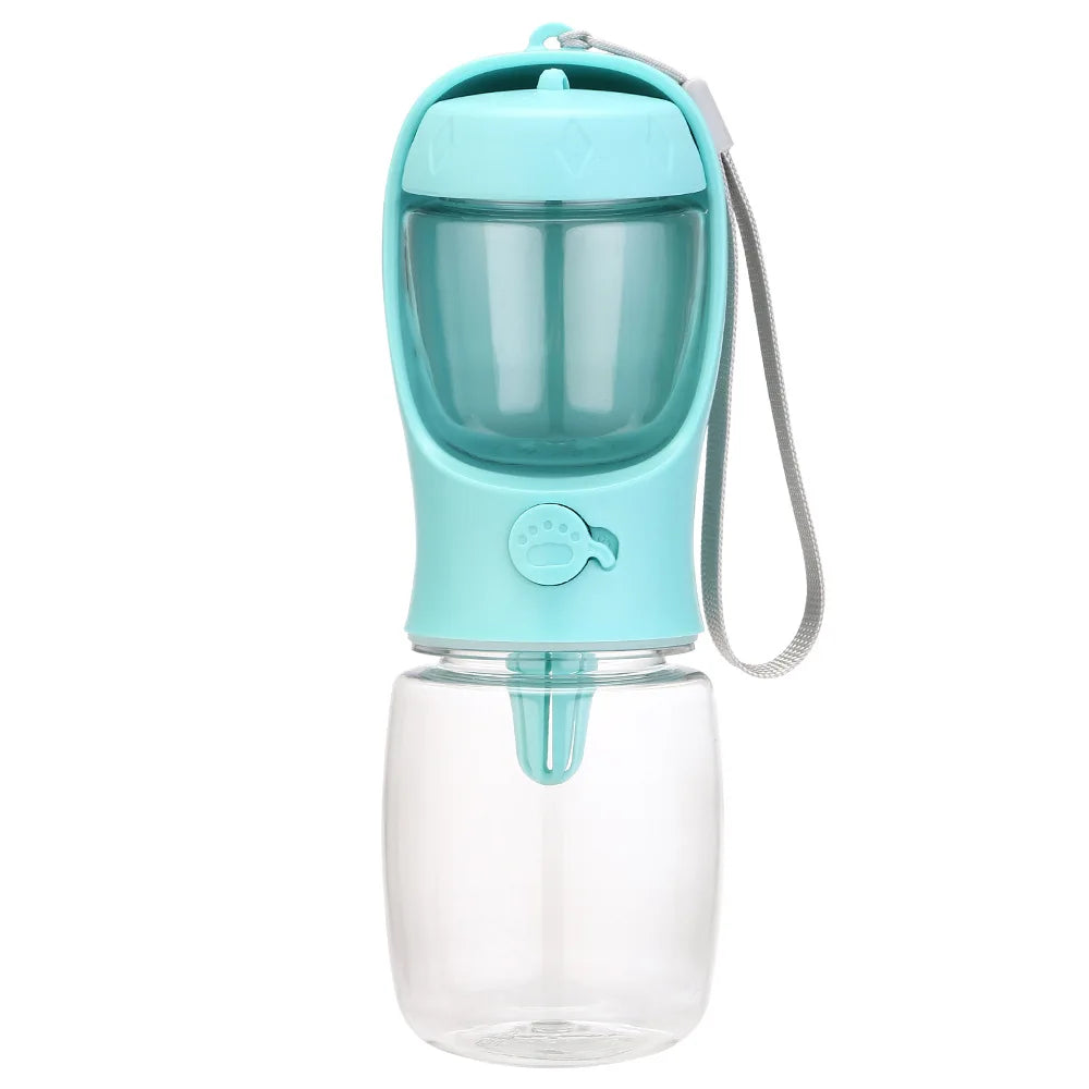 2in1 Plastik Trinkflasche für Hunde - Wasser & Futter 550ml