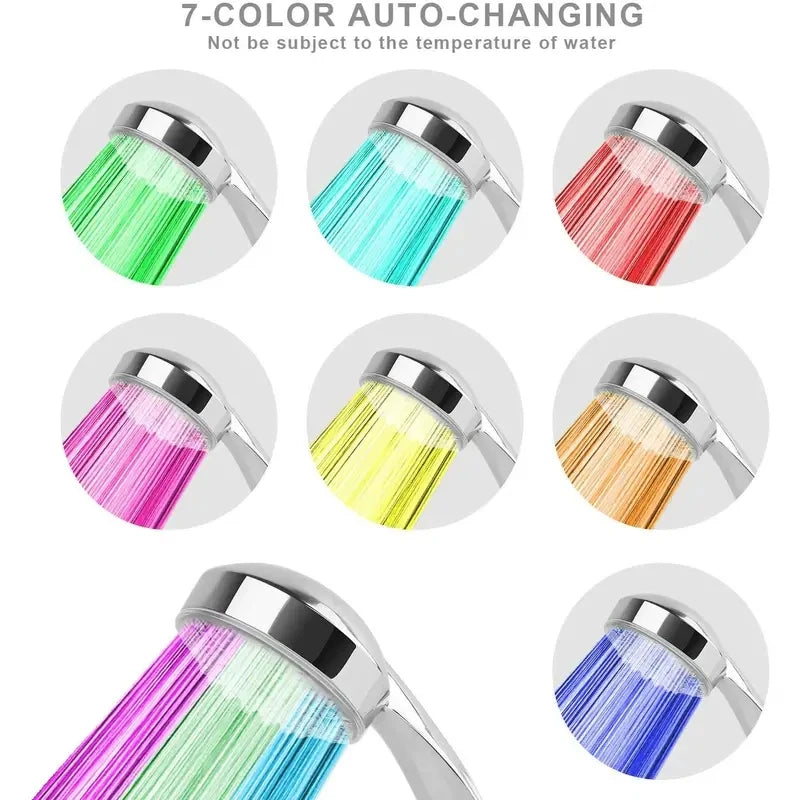 7 Farben LED Duschkopf , Licht - automatischer Farbwechseln , Hydroelektrisch betrieben